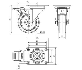 R.GIR.PLACA FRENO INOX.10ZVLIFD100-PO NYLON BLANCO-POLIUR.ROJO LISO