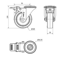 R.GIR.AGUJ.M10 FR.INOX.20ZVLIFD100-PO NYLON BLANCO-POLIUR.ROJO LISO