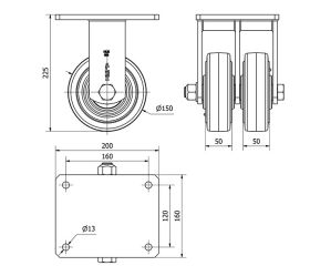 R.FIJA 17HLG150-HGB HIERRO-GOMA NEGRA NATURAL(DOBLE) EJE BOLAS