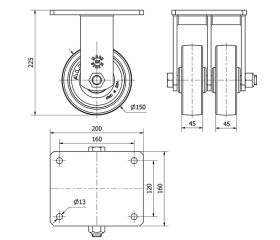 R.FIJA 17HLG150-FT NYLON BLANCO EXTRAFUERTE (DOBLE) EJE LISO