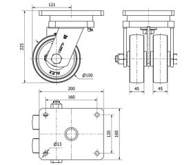 R.GIR.PLACA 10HLG150-CI HIERRO FUNDIDO(DOBLE) EJE LISO
