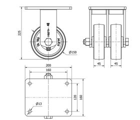 R.FIJA 17HLG150-CI HIERRO FUNDIDO(DOBLE) EJE LISO