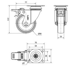 R.GIR.PLACA FRENO 10BHFD80-SL PLASTICO BLANCO EJE LISO