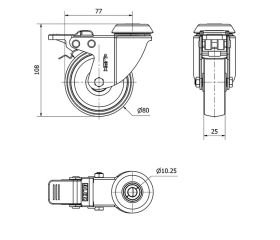 R.GIR.AGUJERO M10 FRENO 20BHFD80-SL PLASTICO BLANCO EJE LISO