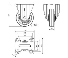 R.FIJA 17TV125-HGB HIERRO-GOMA NEGRA NATURAL EJE BOLAS