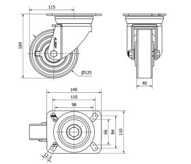 R.GIR.PLACA 10TV125-HUB HIERRO-POLIUR.NARANJA EJE BOLAS