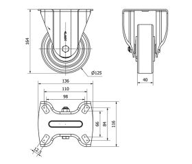 R.FIJA 17TV125-HUB HIERRO-POLIUR.NARANJA EJE BOLAS