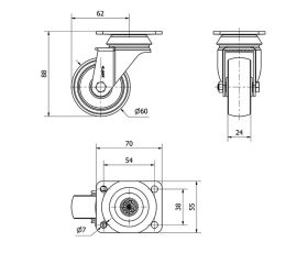 R.GIR.PLACA CROMADA 10BHD60-BPC POLICARBONATO TRANSP.EJE LISO