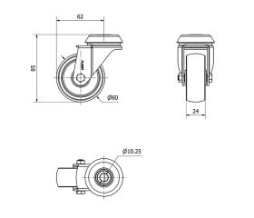 R.GIR.AGUJERO M10 CROMADA 20BHD60-BPC POLICARBONATO TRANSP.EJE LISO