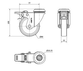 R.GIR.AGUJ.M10 FRENO CROMADA 20BHDFD80-SLC POLICARBONATO TRANSP.LISO