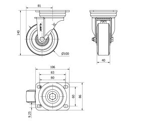 R.GIR.PLACA 10TV100-DEB ALUMINIO-GOMA NEGRA ELASTICA EJE BOLAS