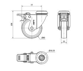 R.GIR.AGUJERO M10 FRENO 20BHFD80-SLC POLICARBONATO TRANSP. LISO