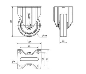 R.FIJA 17ZV100-PO NYLON BLANCO-POLIUR.ROJO EJE LISO