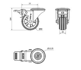 R.GIR.AGUJERO M10 FRENO INOX.20ZVLIFD80-PSN POLIAMIX-GOMA NEGRA LISO