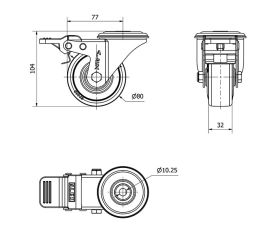 R.GIR.AGUJERO M10 FRENO INOX.20ZVLIFD80-PGAN POLIAMIX-GOMA GRIS LISO