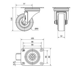 R.GIR.PLACA 10ZVL80-POL POLIAMIX BLANCO-POLIUR.MARRON EJE LISO