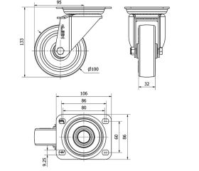 R.GIR.PLACA 10ZV100-POL POLIAMIX BLANCO-POLIUR.MARRON EJE LISO