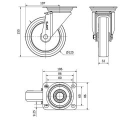R.GIR.PLACA 10ZV125-POL POLIAMIX BLANCO-POLIUR.MARRON EJE LISO