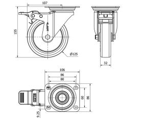 R.GIR.PLACA FRENO 10ZVFD125-POL POLIAMIX BLANCO-POLIUR.MARRON LISO