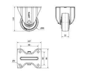 R.FIJA 17ZVL80-PGAN POLIAMIX-GOMA GRIS EJE LISO