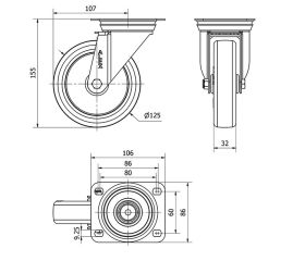 R.GIR.PLACA INOX.10ZVI125-POL POLIAMIX BLANCO-POLIUR.MARRON EJE LISO
