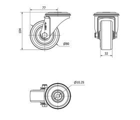 R.GIR.AGUJ.M10 INOX.20ZVLI80-POL POLIAMIX BLANCO-POLIUR.MARRON LISO
