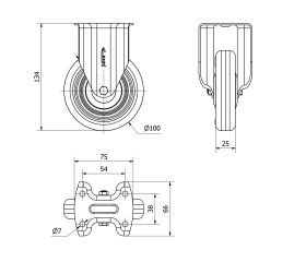 R.FIJA 17BH100CP-PLGI POLIAMIX-GOMA GRIS EJE LISO