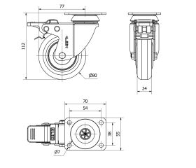 R.GIR.PLACA FRENO 10BHFD80CP-PPI POLIAMIX-POLIUR.ROJO EJE LISO