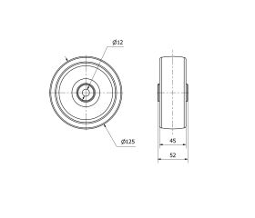 RUEDA TP125-12-52 POLIAMIX BLANCO EJE LISO