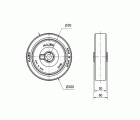 RUEDA POL200-20-60 NUCLEO POLIAMIX BLANCO Y BANDA POLIUR.MARRON LISO