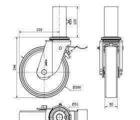 R.GIR.ANDAMIO FRENO 12TVAFD200-TN NYLON BLANCO EJE LISO