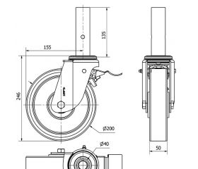 R.GIR.ANDAMIO FRENO 30TVAFD200-HUB HIERRO-POLIUR.NARANJA EJE BOLAS