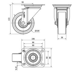 R.GIR.PLACA 10ZV100-AUB ALUMINIO-POLIUR.NARANJA EJE BOLAS