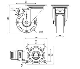 R.GIR.PLACA FRENO 10ZVFD100-AUB ALUMINIO-POLIUR.NARANJA EJE BOLAS