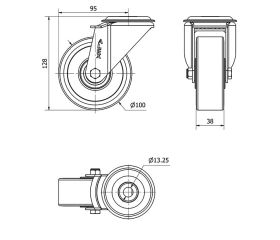 R.GIR.AGUJERO M12 20ZV100-AUB ALUMINIO-POLIUR.NARANJA EJE BOLAS