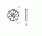 RUEDA AUB250-25-60 NUCLEO ALUMINIO Y BANDA POLIUR.NARANJA EJE BOLAS