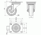 R.GIR.PLACA INOX.10ZVLI80-FT NYLON BLANCO EXTRAFUERTE EJE LISO