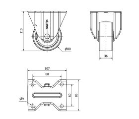 R.FIJA INOX.17ZVLI80-FT NYLON BLANCO EXTRAFUERTE EJE LISO