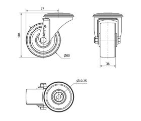 R.GIR.AGUJERO M10 INOX.20ZVLI80-FT NYLON BLANCO EXTRAFUERTE EJE LISO