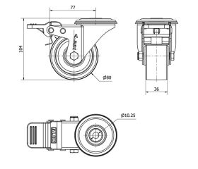 R.GIR.AGUJERO M10 FRENO INOX.20ZVLIFD80-FT NYLON BLANCO EXTRAF.LISO
