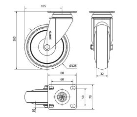R.GIR.PLACA 10BHA125CP-PGAISB GOMA GRIS EJE BOLAS