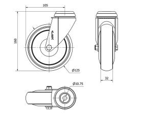 R.GIR.AGUJERO M10 20BHA125CP-PGAISB GOMA GRIS EJE BOLAS