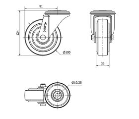 R.GIR.AGUJERO M10 20ZVL100-PGMR POLIAMIX-GOMA AZUL EJE RODILLOS