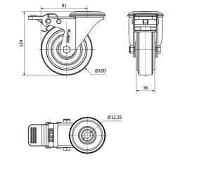 R.GIR.AGUJERO M10 FRENO 20ZVLFD100-PGMR POLIAMIX-GOMA AZUL RODILLOS