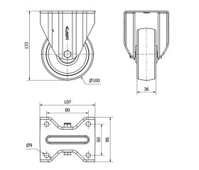 R.FIJA INOX.17ZVI100-UTRI POLIAMIX BLANCO EJE RODILLOS