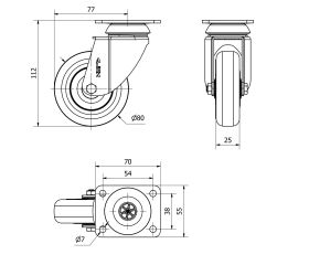 R.GIR.PLACA 10BH80CP-PGISB POLIAMIX-GOMA GRIS EJE BOLAS