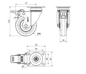 R.GIR.PLACA FRENO 10BHFD80CP-PGISB POLIAMIX-GOMA GRIS EJE BOLAS