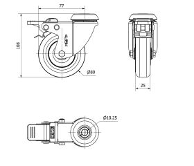R.GIR.AGUJERO M10 FRENO 20BHFD80CP-PGISB POLIAMIX-GOMA GRIS BOLAS