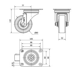 R.GIR.PLACA 10ZVL80-POA POLIAMIX BLANCO-POLIUR.AZUL EJE LISO