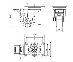R.GIR.PLACA FR.INOX.10ZVLIFD80-POA POLIAMIX BLANCO-POLIUR.AZUL LISO